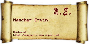 Mascher Ervin névjegykártya